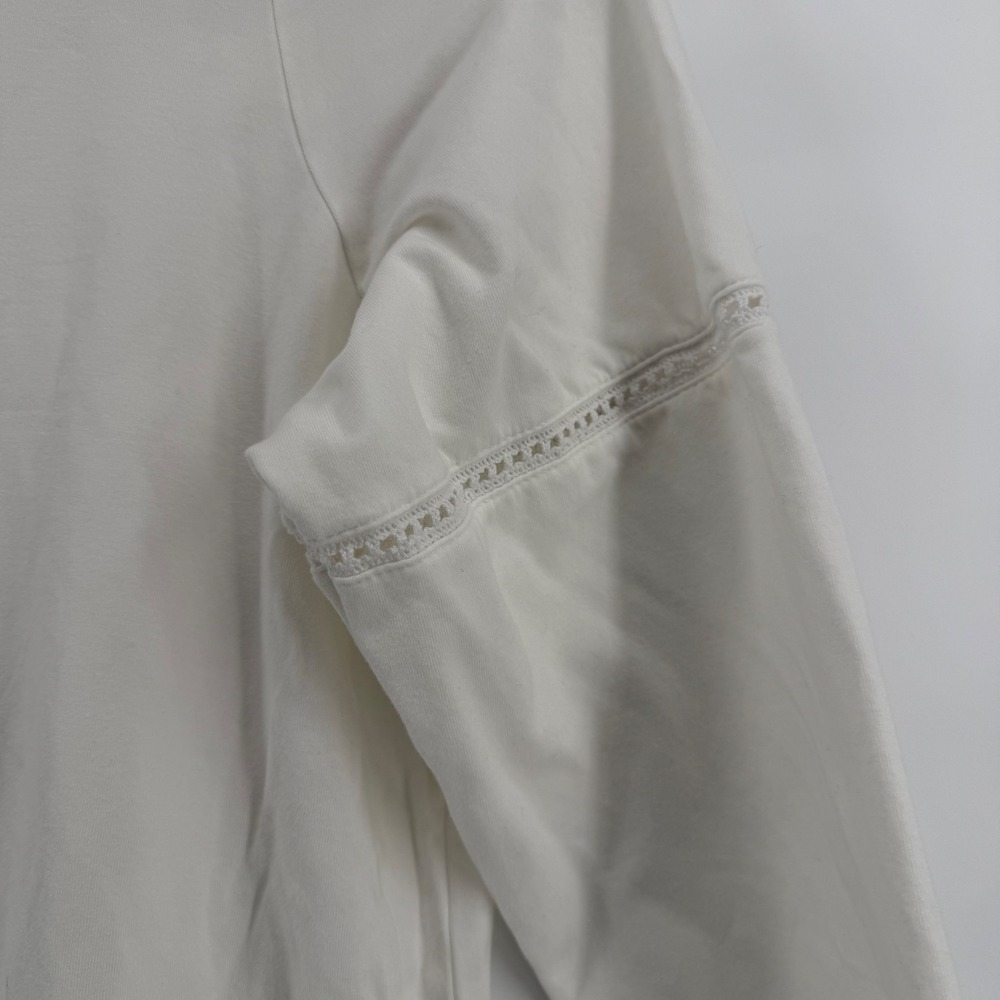 Belle Kim Gravel V Neck 3/4 Sleeve White Top Women's Size XL Cotton Modal Casual - Picture 7 of 7